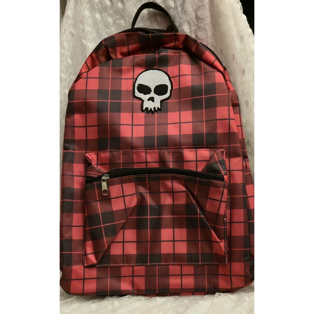 Skull Flannel Print Emo Goth Punk Backpack